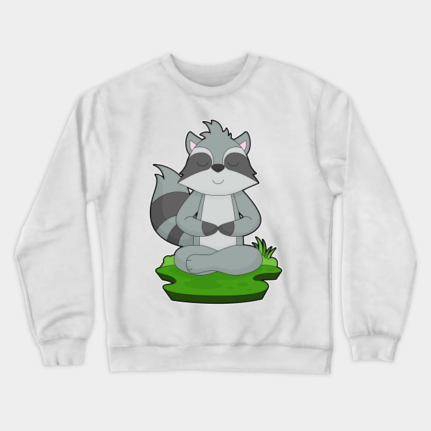 Racoon Yoga Fitness Meditation Crewneck Sweatshirt by Markus Schnabel